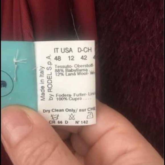 CINZIA ROCCA Womens' Burgundy Baby Llama Wool Long Coat Italy Size 12 - Picture 5 of 5